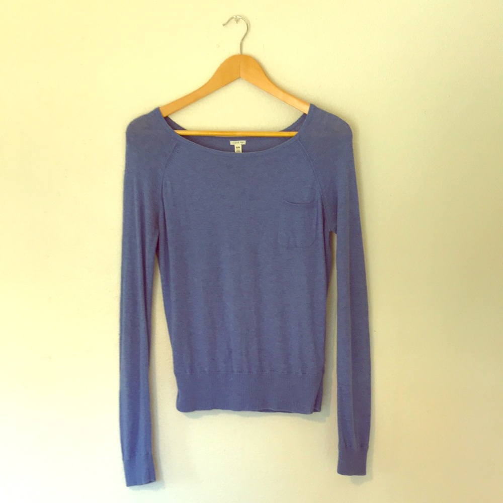 Cozy Powder Blue Lightweight Pocket Layering Sweater - Women’s M